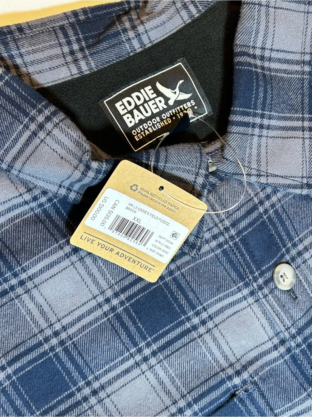 Eddie Bauer Blue and Gray Plaid Lightweight Shirt Jacket